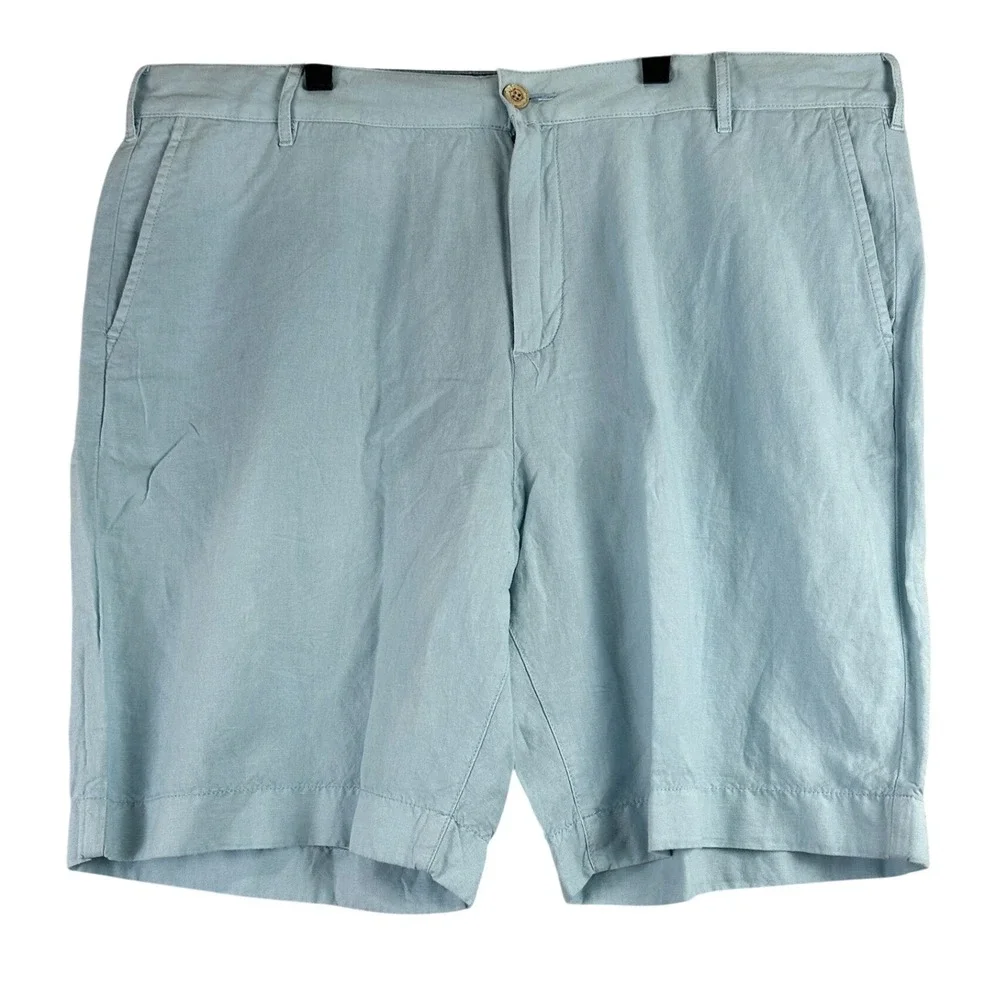 Faherty Tradewinds Linen‎ Blend Flat Front Shorts Mens 38 Light Blue Coastal